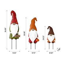 Glitzhome Fall Metal Gnome Family Yard Stake or Wall or Standing Decor