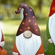 Glitzhome Fall Metal Gnome Family Yard Stake or Wall or Standing Decor