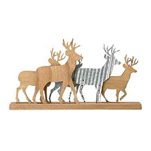 Glitzhome Galvanized Metal and Wooden Reindeer Table Decor