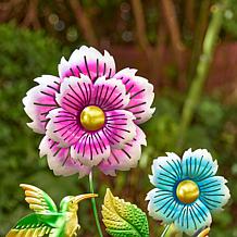 Glitzhome Garden Flower and Hummingbird Yardstake