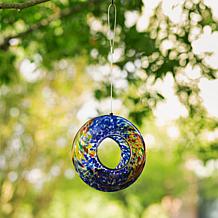 Glitzhome Glass 7.75''D Round Hanging Multi-Color Mosaic Birdfeeder