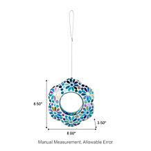 Glitzhome Glass Flower Shaped Hanging Multi-Color Mosaic Birdfeeder