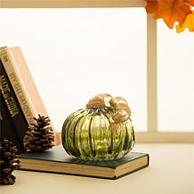 Glitzhome Green Crackle Glass Short Pumpkin