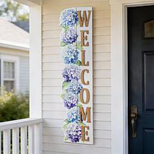 Glitzhome Hydrangea Welcome Porch Sign 42" H x 10.75" L
