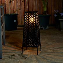 Glitzhome Metal Geometric Solar Powered Floor Lantern w/ Edison Bulb