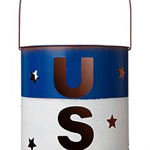 Glitzhome Metal Patriotic Americana Lantern Bucket - Set of 2