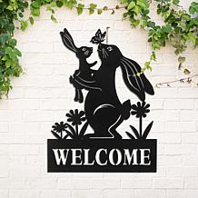 Glitzhome Metal Rabbit Silhouette Pick with Welcome Sign