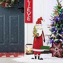 Glitzhome Metal Santa Yard Stake, Standing Decor or Wall Decor