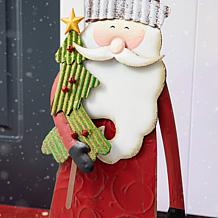 Glitzhome Metal Santa Yard Stake, Standing Decor or Wall Decor