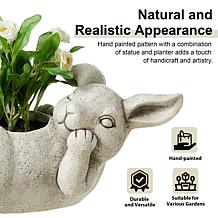 Glitzhome MGO Rabbit Statue Planter