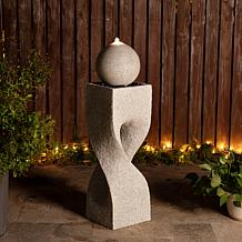 Glitzhome Modern Geometric Outdoor Fountain with LED Light 36.5"H