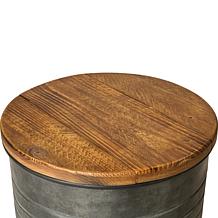 Glitzhome Modern Metal Storage Accent Table/Stool w/ Wood Lid 2-Pack