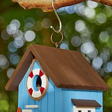 Glitzhome Modern Solid Wood Beach Hut Outdoor Garden Birdhouse