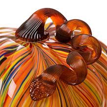 Glitzhome Multi Striped Glass Large Pumpkin