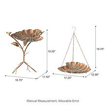 Glitzhome Multifunctional 2-in-1 Faux Copper Patina Finish Birdfeeder