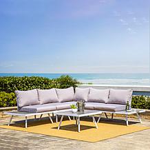 Glitzhome Outdoor Aluminum Sectional Sofa Set with Cushions - 6 Piece