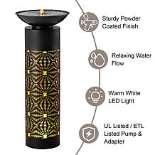 Glitzhome Outdoor Fountain w/ Laser Cut Panels, Pump and LED Light