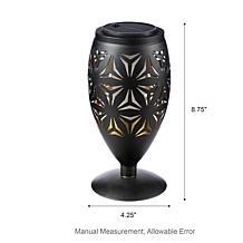 Glitzhome Set of 2 Black Metal Cutout Geometric Solar Outdoor Lantern