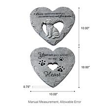 Glitzhome Set of 2 Cement Heart Shaped Dog Memory Stepping Stones