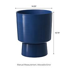 Glitzhome Set of 2 Cobalt Blue Faux Ceramic Urn Plastic Planters