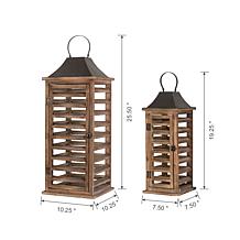 Glitzhome Set of 2 Farmhouse Wooden Shutter Lanterns
