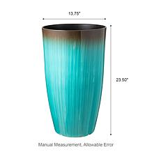 Glitzhome Set of 2 Gradient Turquoise Faux Ceramic Plastic Planters