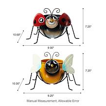 Glitzhome Set of 2 Metal Bee/Ladybug Statue Planters with Drainage