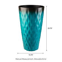 Glitzhome Set of 2 Oversized Wavy Texture Turquoise Plastic Planter