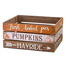 Glitzhome Set of 2 Wooden Pumpkin Crate