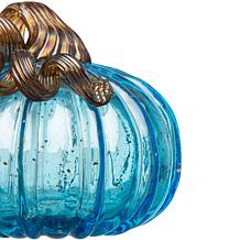 Glitzhome Set of 3 Blue Glass Pumpkin