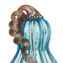 Glitzhome Set of 3 Blue Glass Pumpkin