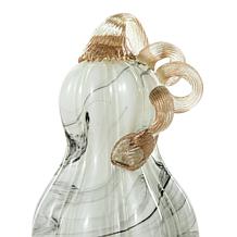 Glitzhome Set of 3 Gray Marble Glass Pumpkin and Gourd