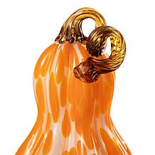 Glitzhome Set of 3 Orange Glass Pumpkin and Gourd