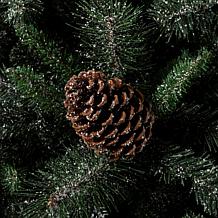 Glitzhome Set of Two 4ft Flocked Christmas Tree With 100 Warm White