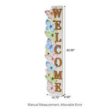 Glitzhome Solid Wood "WELCOME" Porch Sign with Butterfly
