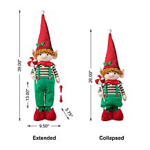 Glitzhome Telescoped Fabric Christmas Boy Elf Standing Decor