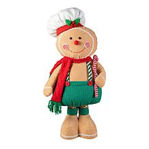 Glitzhome Telescoped Fabric Gingerbread Man Standing Decor
