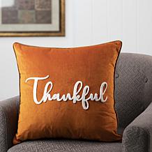 Glitzhome Velvet Pillow Cover With Thankful Word