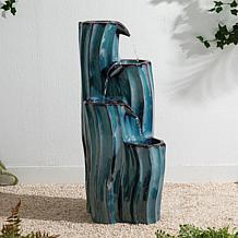 Glitzhome Wavy Textured 4-Tier Outdoor Ceramic Fountain 29.5"H