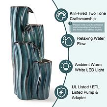Glitzhome Wavy Textured 4-Tier Outdoor Ceramic Fountain 29.5"H