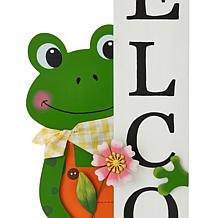 Glitzhome Wooden Frog Welcome Porch Decor