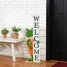 Glitzhome Wooden Frog Welcome Porch Decor