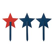 Glitzhome Wooden Patriotic Star Yard Stake - Set of 3
