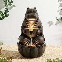 Glitzhome Zen-Style Animal Outdoor Fountain with LED Lights 21.75"H