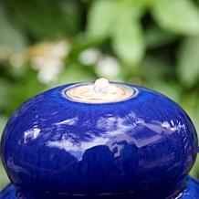 Glitzhome Zen-Style Cobalt Blue Ceramic Outdoor Fountain 22"H