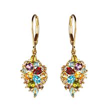 Gold-Plated Multicolor Multigemstone Cluster Drop Earrings