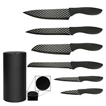 Gourmet Edge 7pc Diamond Nonstick Blade Set w/ Universal Knife Block