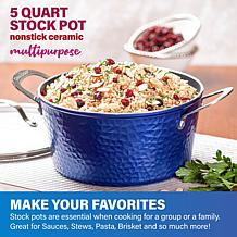 Granitestone 10-Piece Hammered Nonstick Cookware Set, Blue