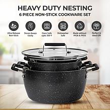 Granitestone 6 Piece Stackable Nesting Pot Set w/Tempered Glass Lids