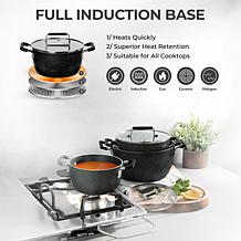 Granitestone 6 Piece Stackable Nesting Pot Set w/Tempered Glass Lids